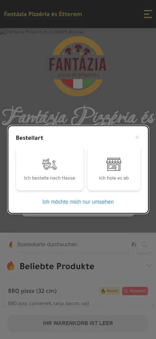 Bestellart: Ich bestelle nach Hause oder Ich hole es ab