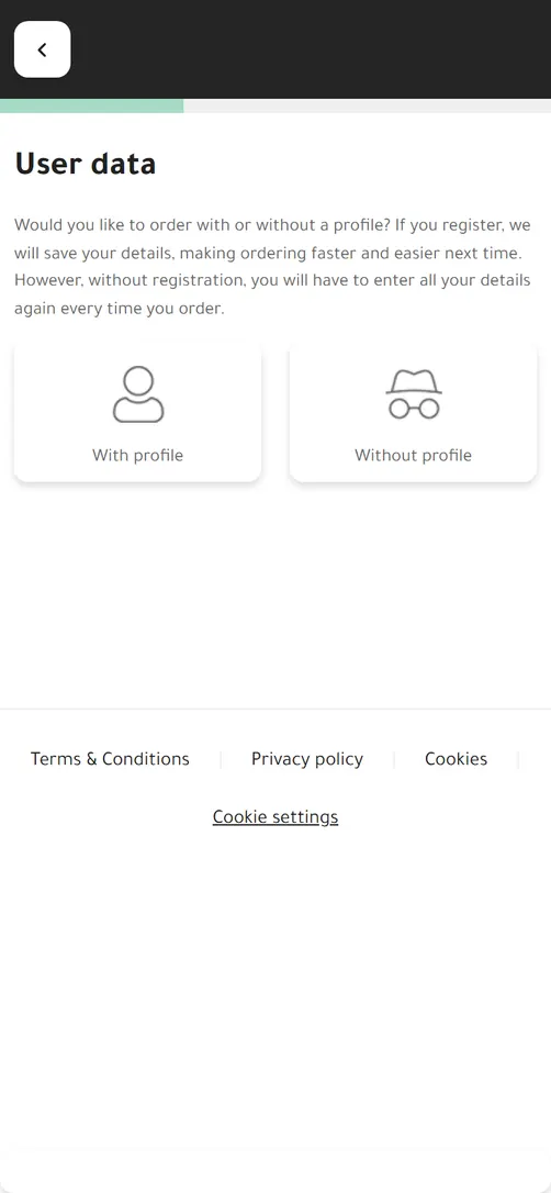 User data: order with or without a profile