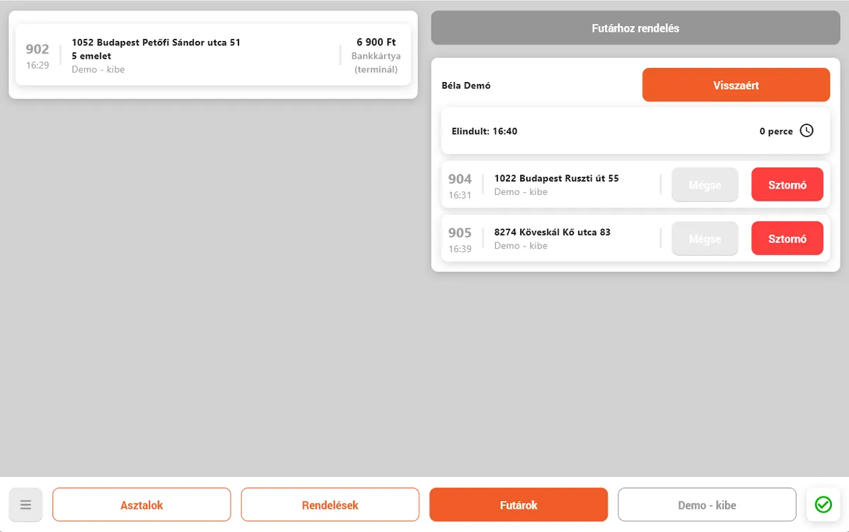Courier management: assigning orders to a courier, departure and return